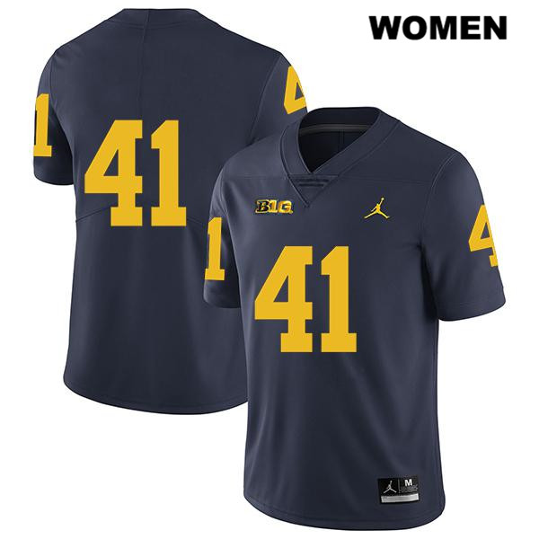 Women's NCAA Michigan Wolverines John Baty #41 No Name Navy Jordan Brand Authentic Stitched Legend Football College Jersey GQ25R43AT